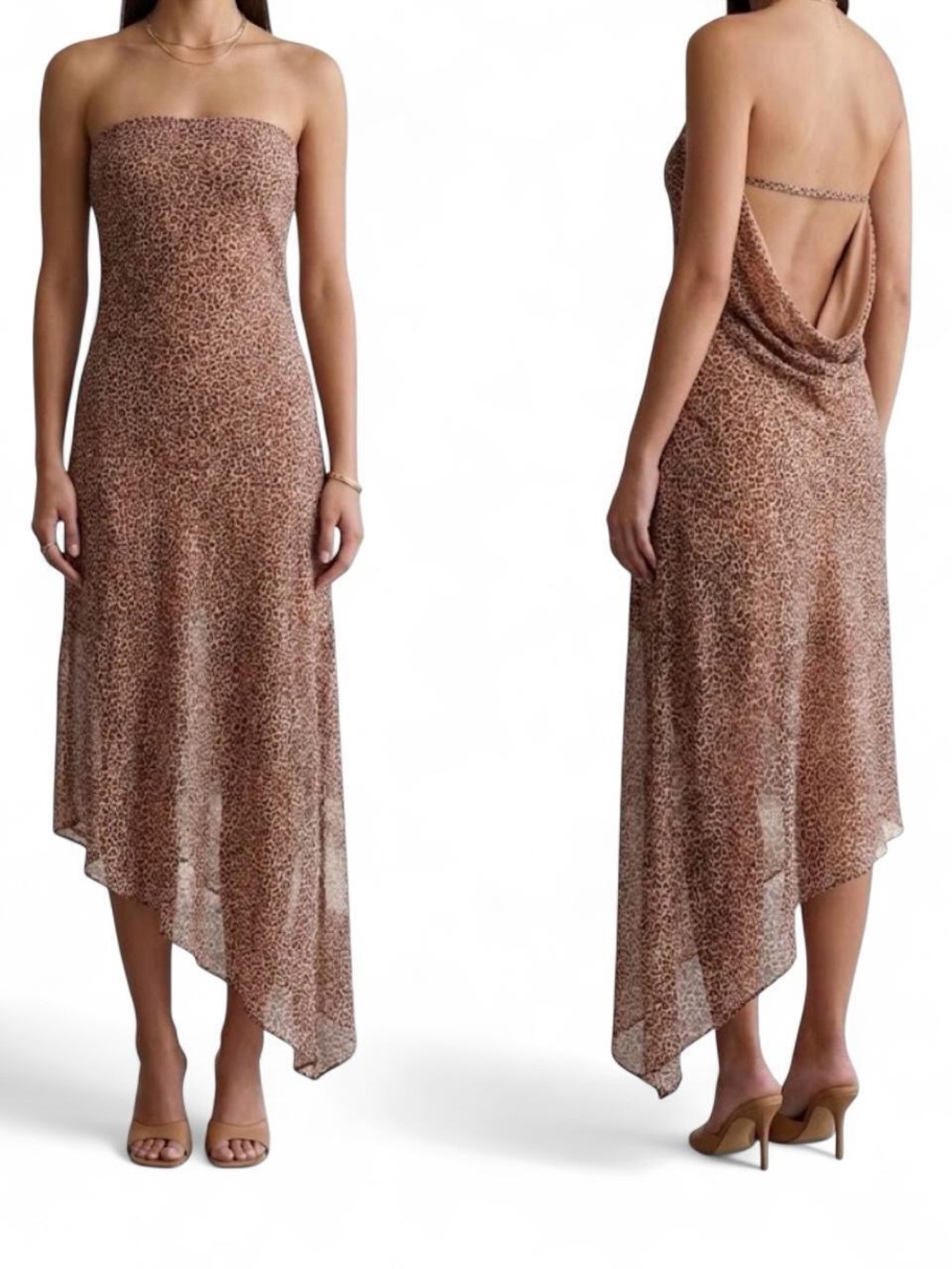 Vintage Liz Minelli Animal Print Strapless Asymmetrical Dress - one size